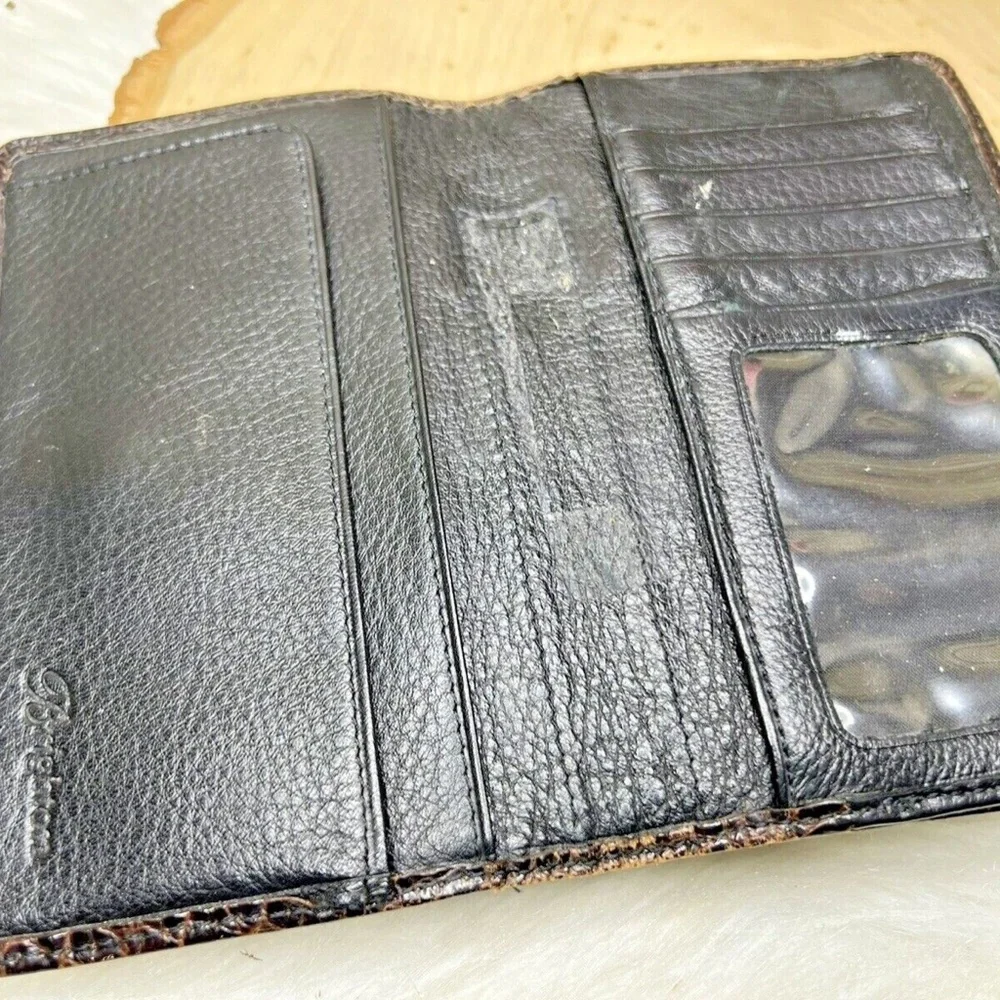 Vntg Brighton Brown Croc Embossed Leather Wallet Folder Folio Journal Case Cover - Picture 5 of 11